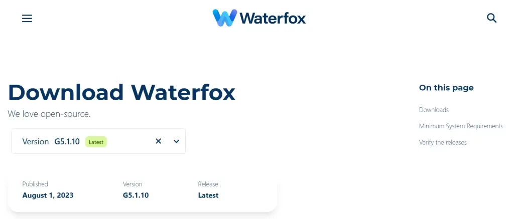 Waterfox web browser